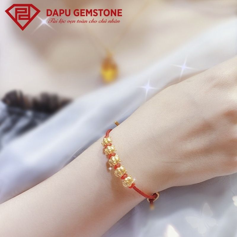 Dây Đỏ Charm Trâu Vàng 24K cho người tuổi Sửu tài lộc 5 Dây Đỏ Charm Trâu Vàng 24K