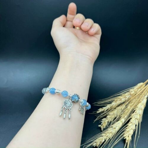 Vòng Tay Lu Thống Đá Aquamarine Xanh Dương